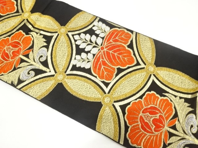 JAPANESE KIMONO / ANTIQUE FUKURO OBI / VARIED SHIPPO / WOVEN PAULOWNIA
